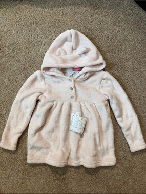 Quiltex Plush Hooded Baby Jacket with Ear Detail - Pale Pink